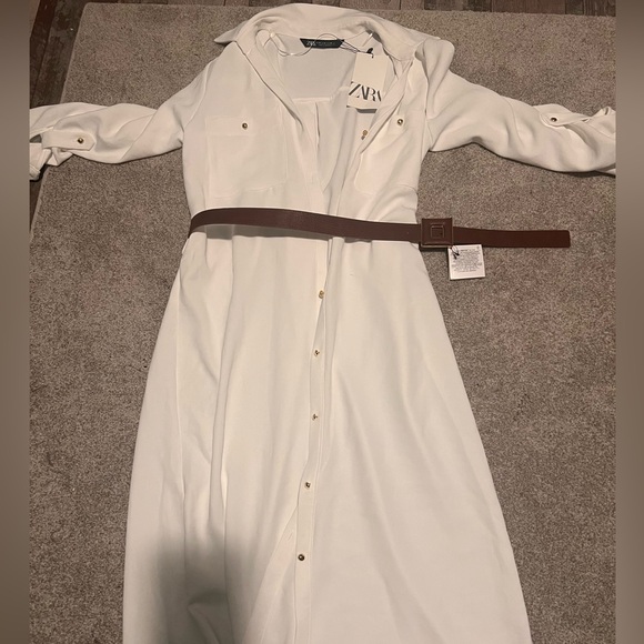 Zara white button down dress. Size M. NWT. Perfect for any occasion No Belt 🤣 - Picture 5 of 7